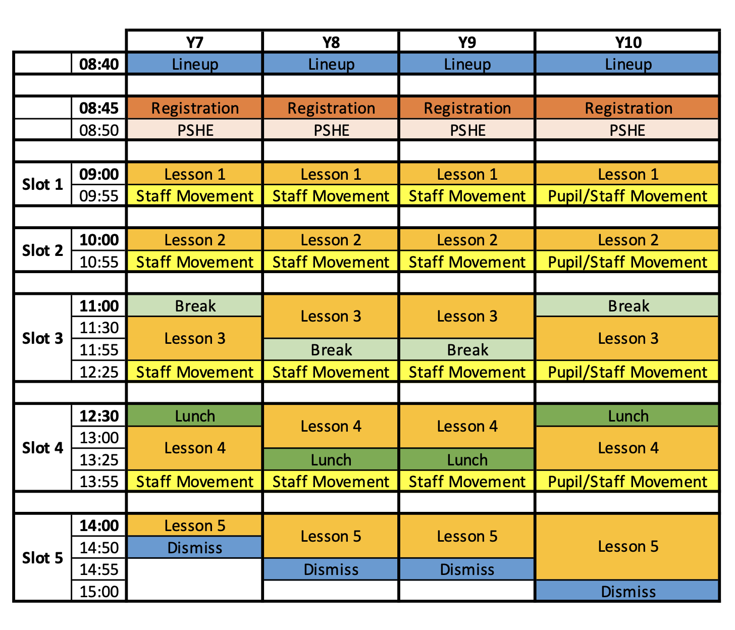 Timetable